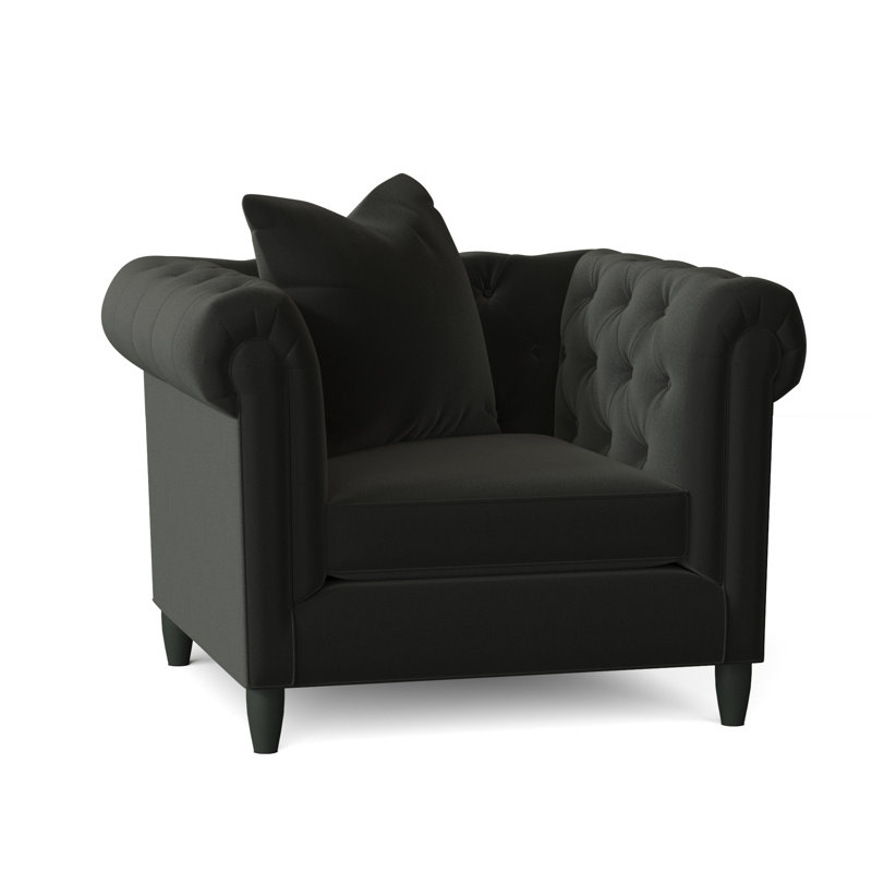 Fauteuil Chesterfield l 43 po Caspar, Velours Bella Hunter Performance