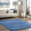 Tapis décoratif en treillis pour le salon, la salle à manger, l'entrée, la chambre à coucher et la cuisine Maslah, bleu / ivoire-580864796