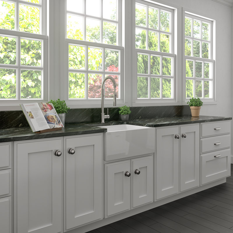 Fireclay Venice Front Reversible 24" L x 18" W Farmhouse/Apron Kitchen Sink with Accessories, White Gloss