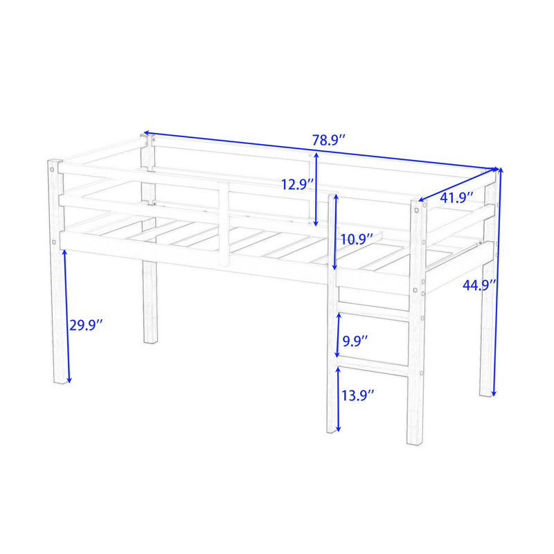 Lit mezzanine en bois avec échelle et lattes renforcées