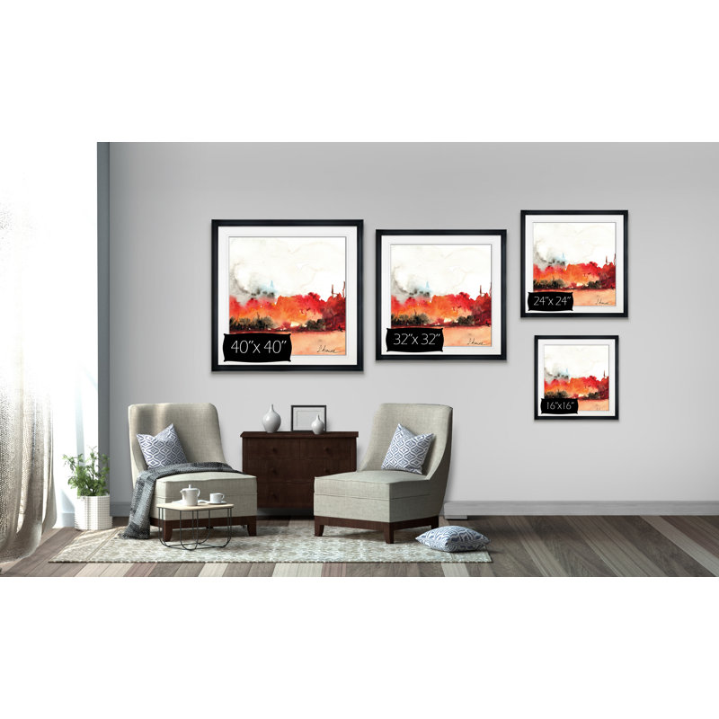 'Acuarela II' Painting, 28" H x 28" W x 1.5" D, Black Framed, White
