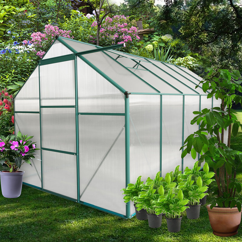 Base surélevée en polycarbonate pour serre, Vert, H 76,77 po x l 74,8 po x P 98,42 po