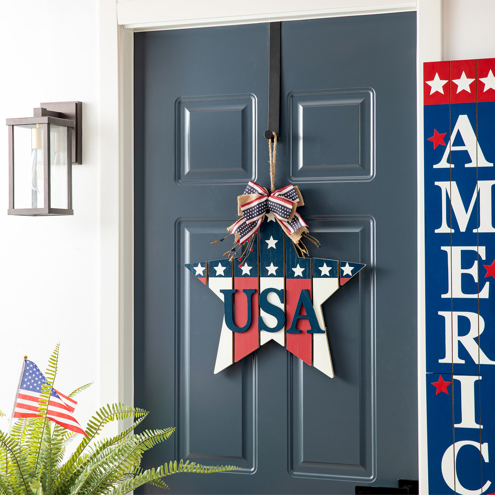 Patriotic/American Wooden Star Door Hanger