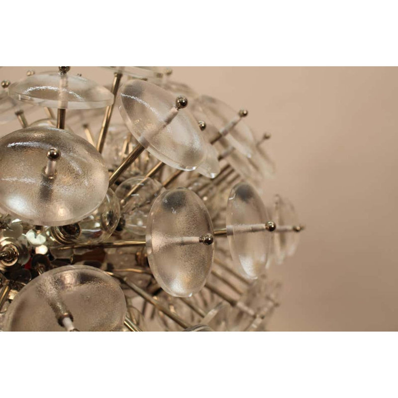 Lustre spoutnik clair, Feuille d'or, 40" Depth x 16" Width x 42" Height