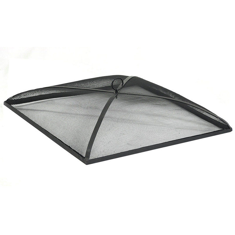Square Steel Mesh Black Fire Pit Spark Screen Cover, 7" H x 36" W x 36"D