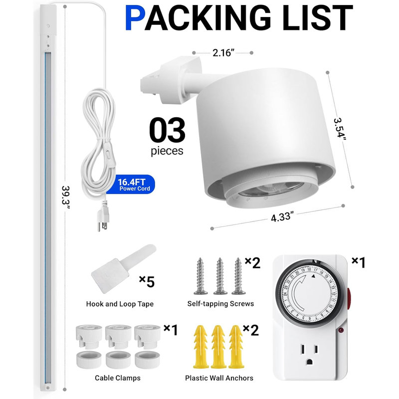 Barrina Tr40c 3 x 40w a conduit les lumières de croissance 5000k | Spectre complet, rail de plafond et minuterie