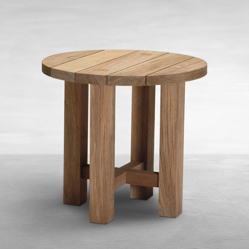 Croquet Teak Outdoor Side Table, Natural Teak