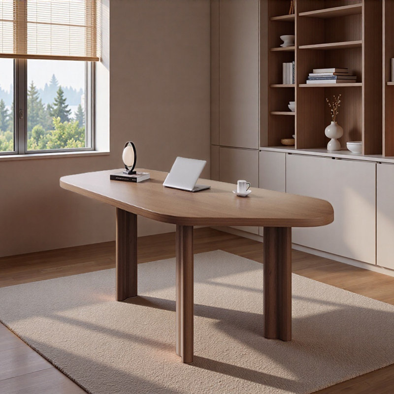 Bureau moderne moderne durable en bois de frêne brun irrégulier, H 28,74 po x l 47,24 po x P 23,62 po