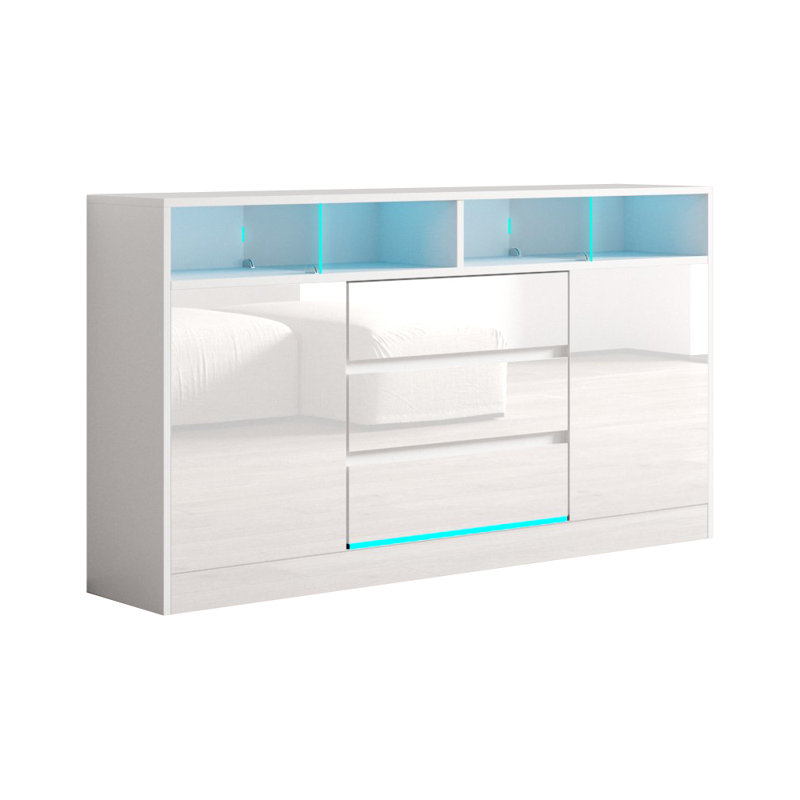 Disparo Sideboard with 16-Color LED Lighting, White
