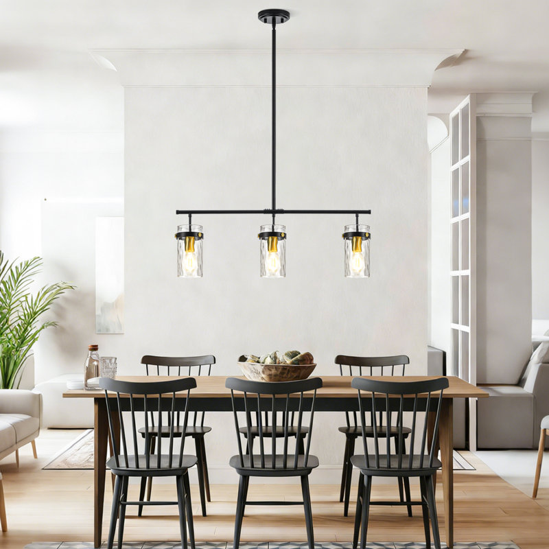 Levona 3 - Light 31"Wide Pendant Light for Kitchen Island (Black/Gold), Black/Gold