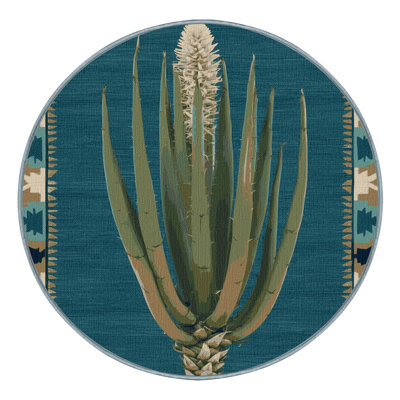 Washable Century Plant Southwestern Area Rug