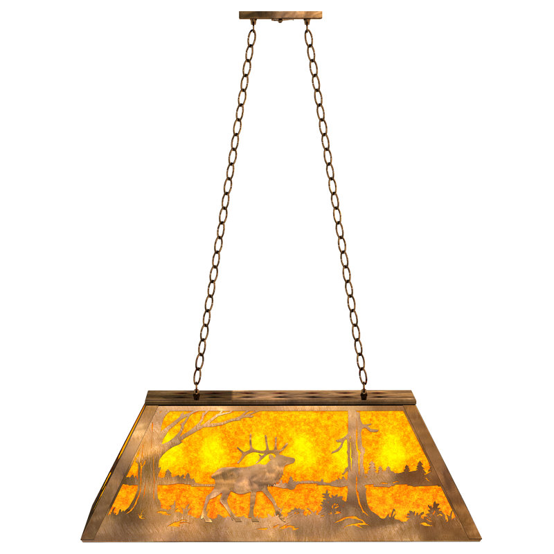 6 - Light Pendant, Amber Mica, Antique Copper, 43" H x 33" W x 17" D