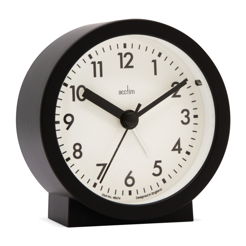 Acctim Gaby Small Analogue Contemporary Beside Alarm Clock, Black
