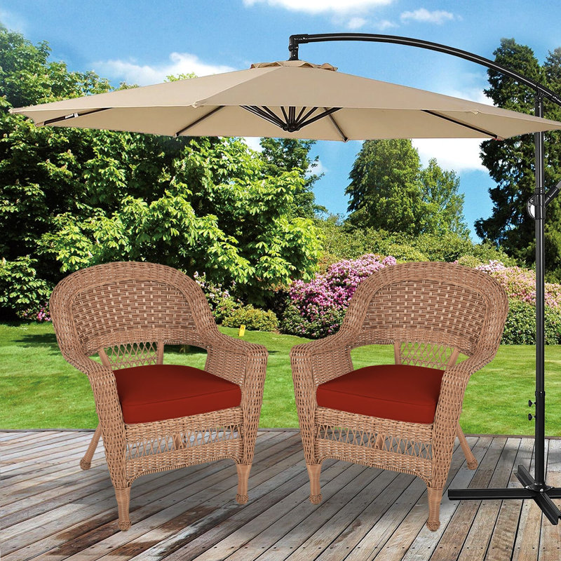 Burrowes Patio Chair with Cushions SET, Red