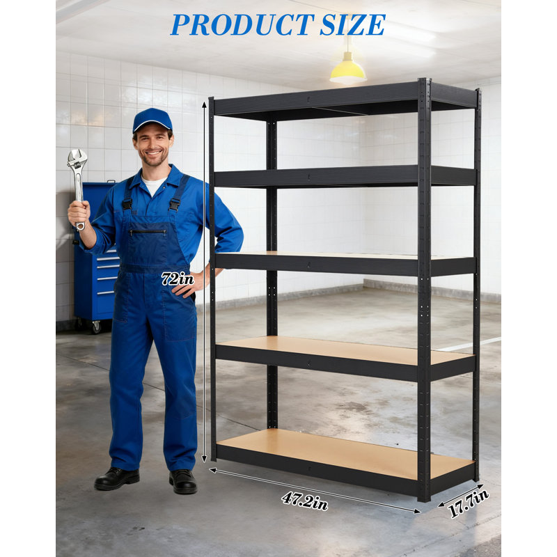 Étagère de garage robuste à 5 niveaux, support de rangement réglable en métal, tablettes utilitaires d'une capacité de 2 500 lb