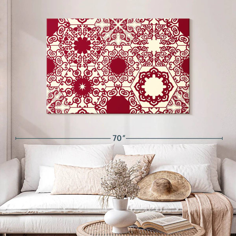 Kerner Red Hexagon Patterns, 32" H x 48" W
