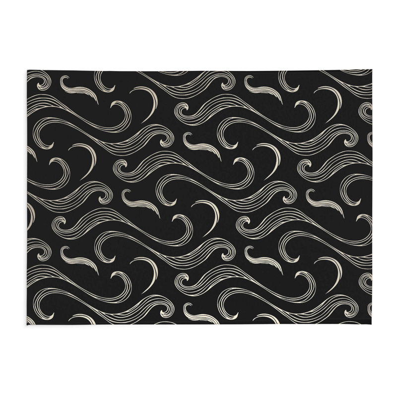 Ocean Current Low Profile Kitchen Mat, Midnight Charcoal, Rectangle 5' x 7'