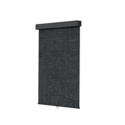  100% Blackout Roller Shades, Free-Stop Cordless Roller Blinds for Windows, Thermal Insulated Linen Fabric Window Shades UV Protection for Home, Door, Deep Grey, 48"W x 72"H