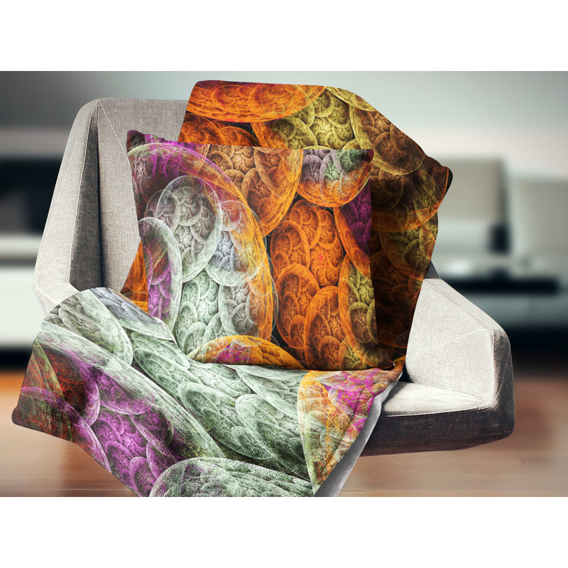 Nuage fractal coloré dramatique - coussin imprimé abstrait, 18 po x 18 po, Orange, Coussin décoratif