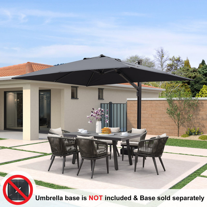 Parasol en porte-à-faux rectangulaire sans base 9 pi x 12 pi Pays-Bas, gris, Gris