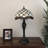 Focht Tiffany Table Lamp Beige Stained Glass LED Bulbs Pull Chain Switches 12"W*12"D*22"H