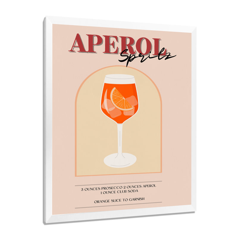 Citrine Aperol Spirz Italian Cocktail - Décoration murale cocktails, Toile encadrée blanche avec une seule photo