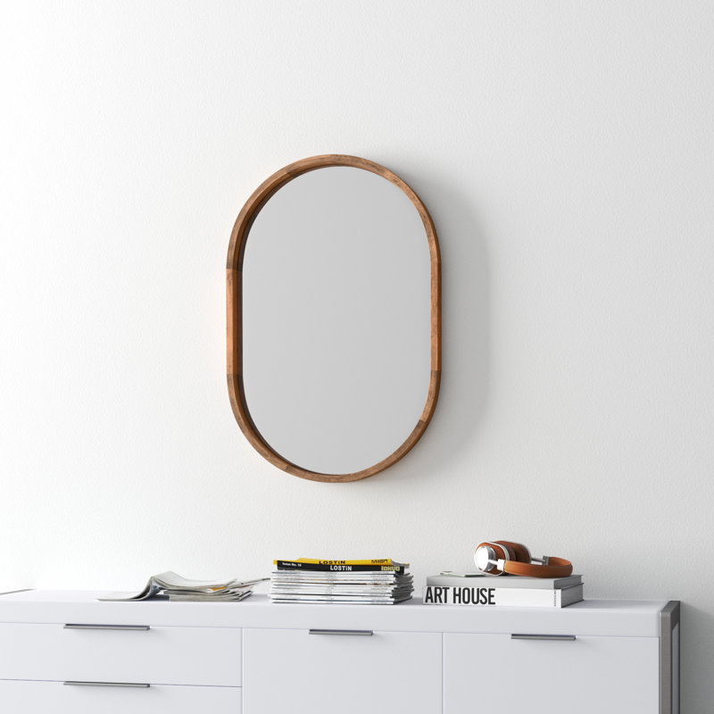 Roberts Solid Wood Flat Mirror, Rustic Brown