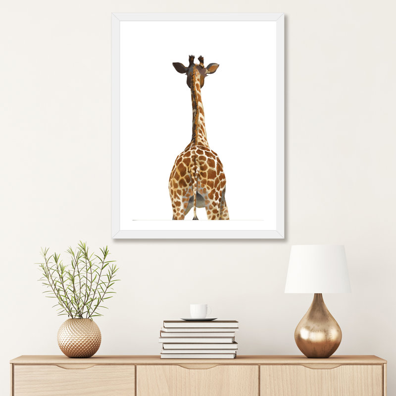Art girafe bout à bout, H 32 po x l 24 po x P 1 po, Papier avec cadre blanc