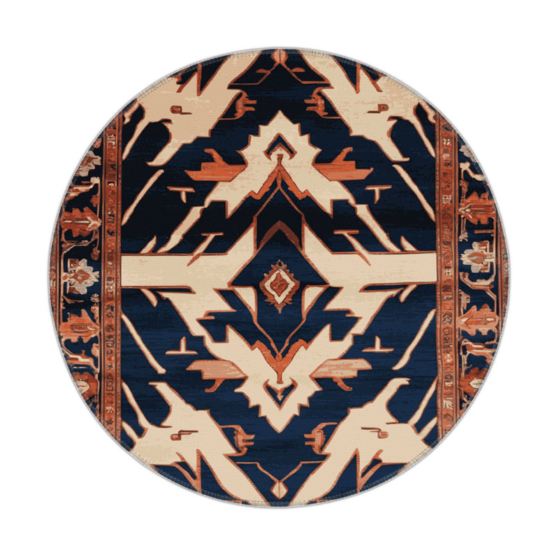 Persian Gray Indoor and Outdoor Area Rug, Round 5'