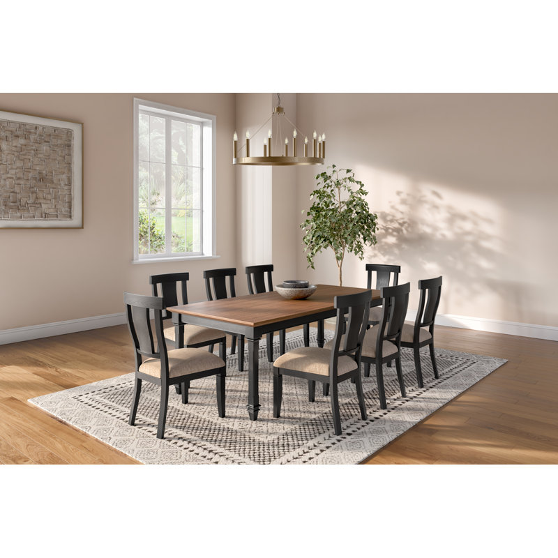 Nakhi Traditional Wood Kitchen Extension Dining Table, Black, 9