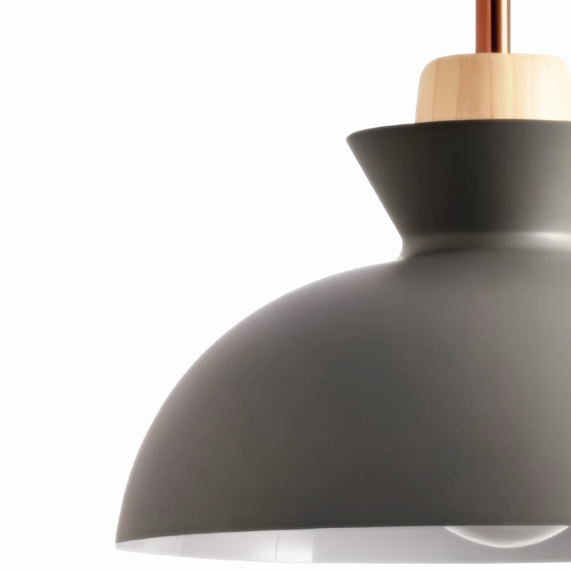 Luminaire suspendu en forme de dôme à 1 lumière Ozma, Gris