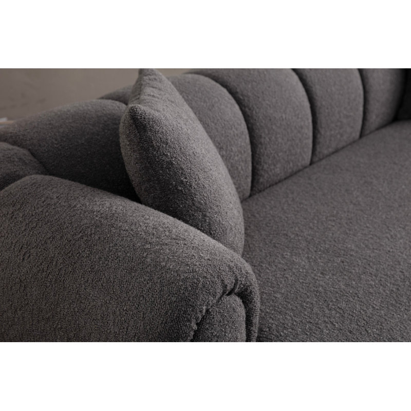 Modern 3-Seat Sofa, Anthracite Color, 100% Polyester Fabric | Dimensions: 100.4 x 45.3 x 30.3 inches | Beech Wood & Chipboard Frame, Soft 28 DNS Grey Foam, No Pillows Included | Stylish Black Plastic Legs, Perfect for Living Room