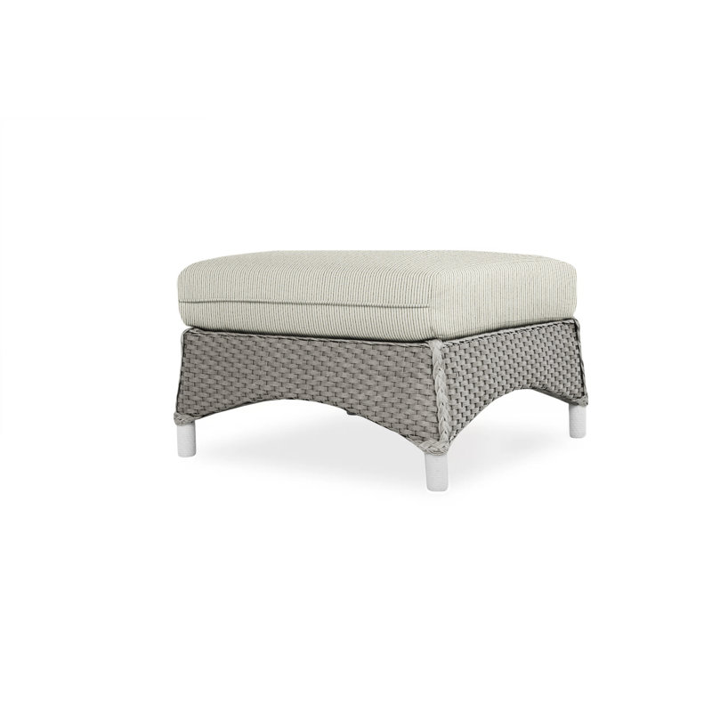 Mandalay Outdoor Ottoman, Sailcloth Salt, Pewter