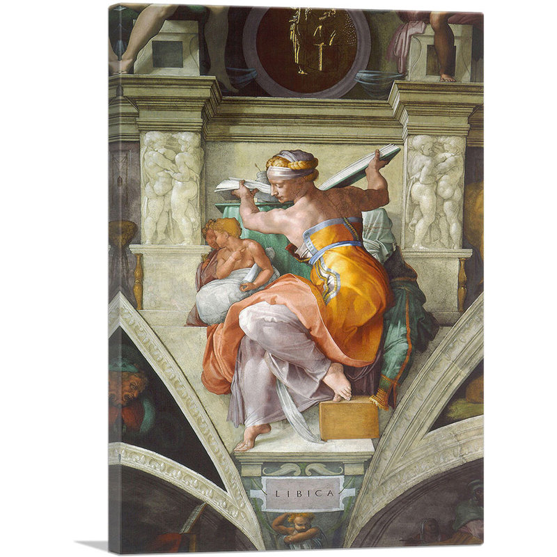 «The Libyan Sibyl Sistine Chapel Ceiling 1511» par Michelangelo, reproduction d'art sur toile tendue