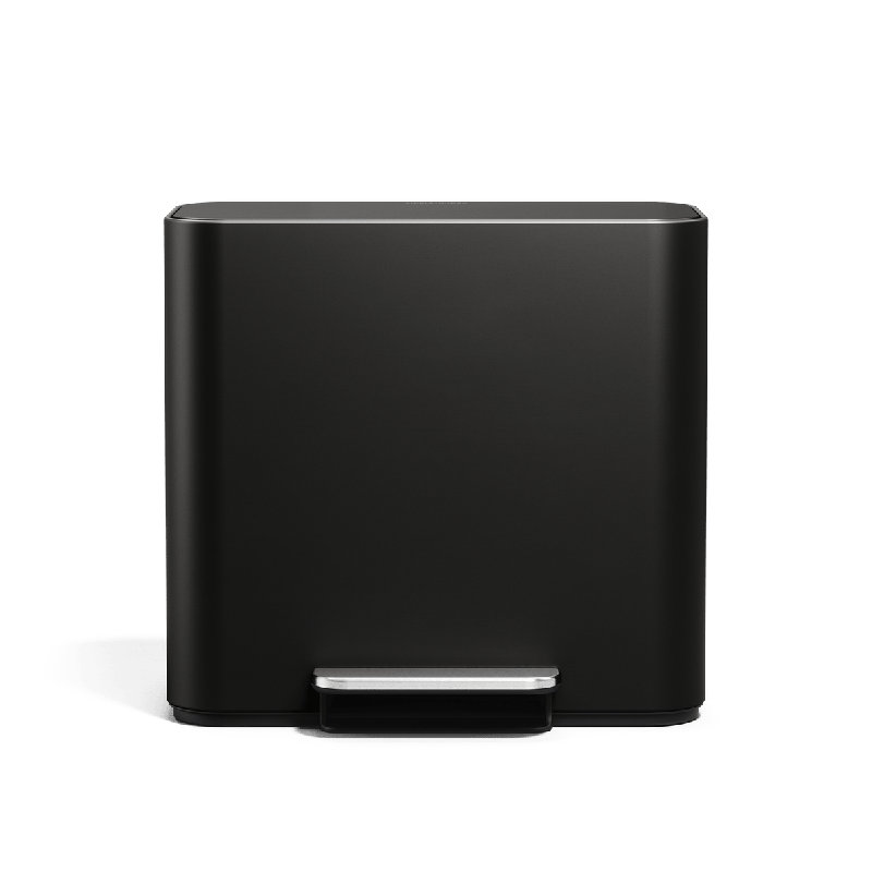 Simplehuman 15L Mini Recycler Step Can, Brushed Stainless Steel, Matte Black