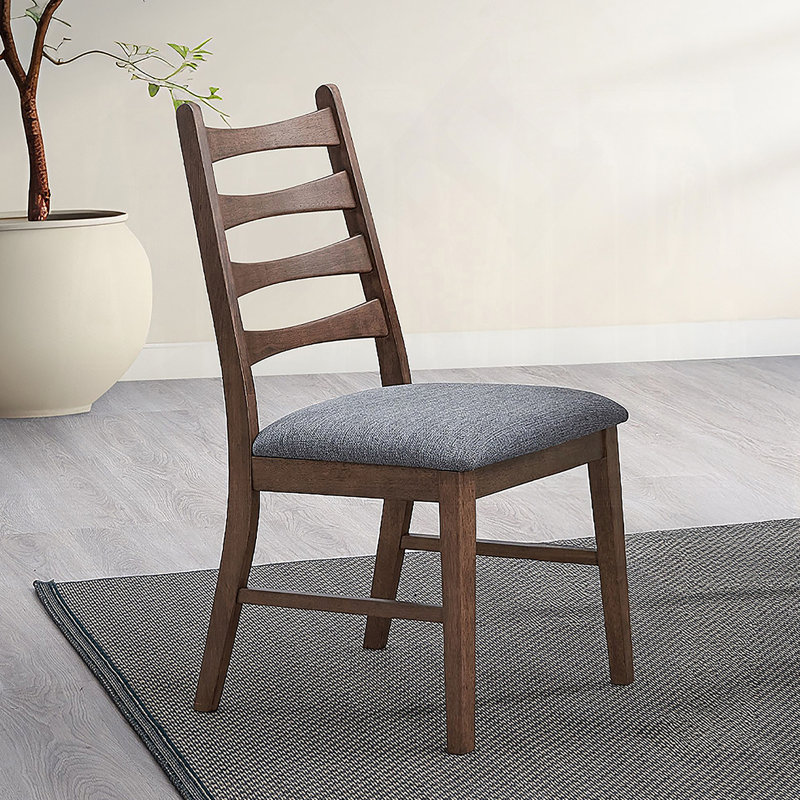 Ensemble de 2 chaises de salle à manger à finition noyer, siège rembourré gris foncé, bois massif durable, design moderne et élégant
