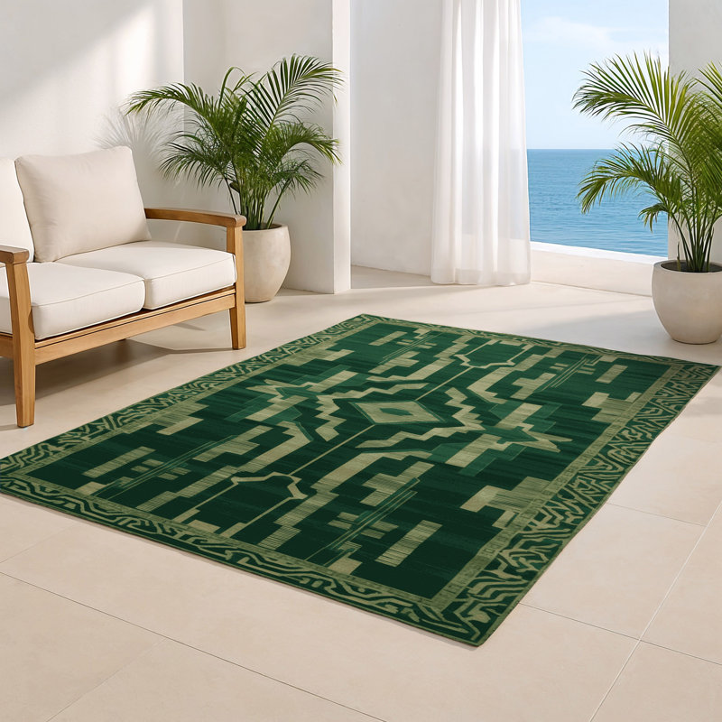 Tapis vert intérieur et extérieur ArtDeco, Rectangle 5 pi x 7 pi