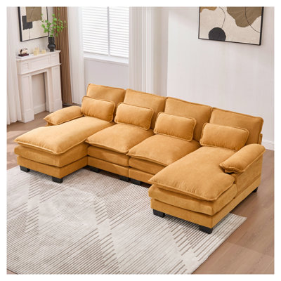 Canapé modulaire à 4 places en chenille jaune moutarde United We Win United We Win