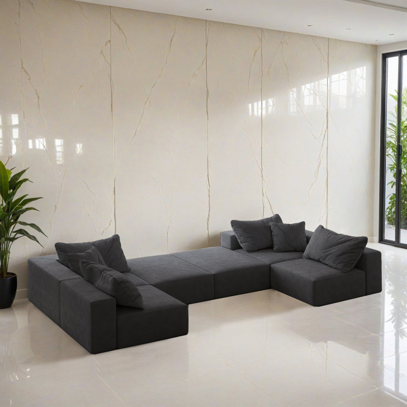 Canapé-lit modulaire 6 pièces pour salon, Gris chenille