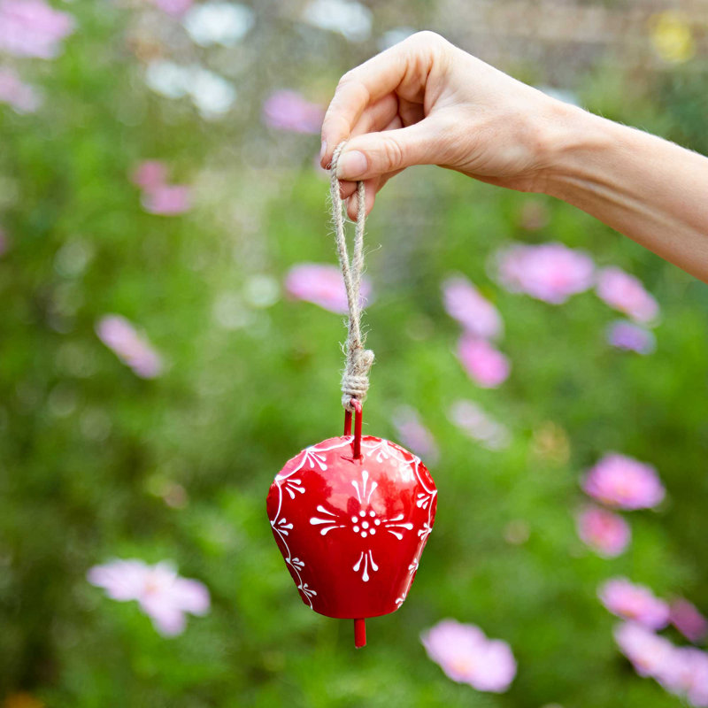 Hand Painted Iron Cow Bell, Red