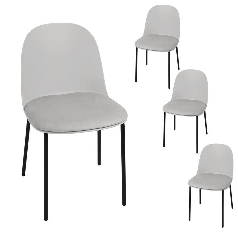 Chaise de salle à manger moderne avec coussin, pieds de peinture en poudre, chaises de cuisine de style Mid-Century pour salle à manger