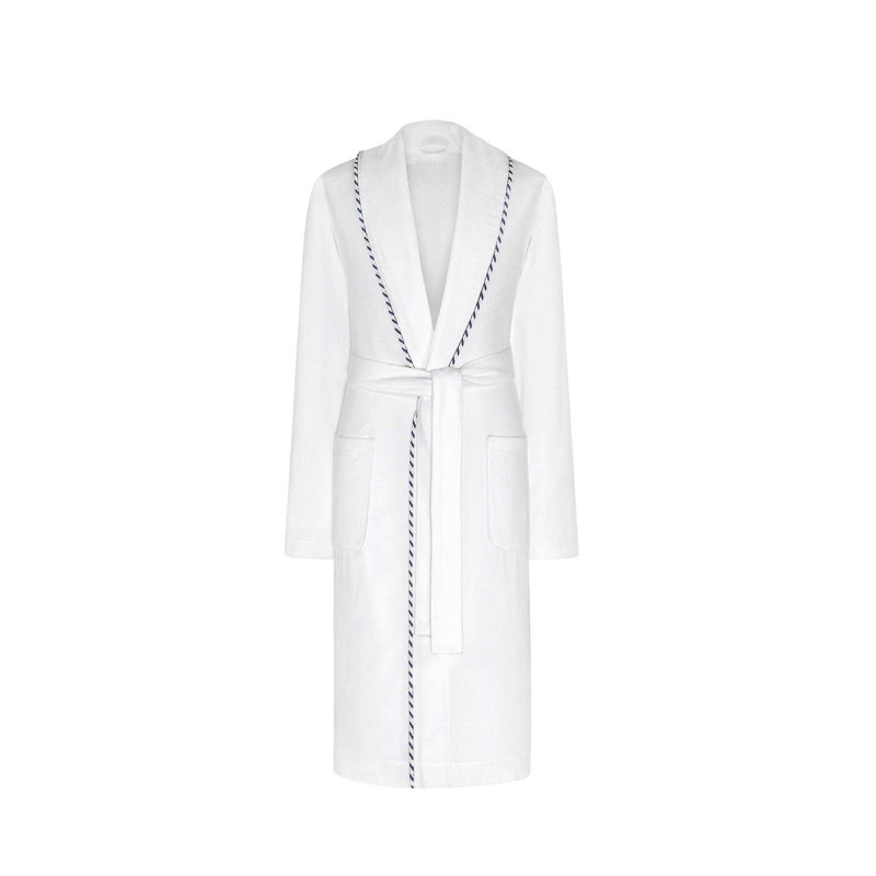 Robert 100% Cotton Terry Cloth Bathrobe, White, M