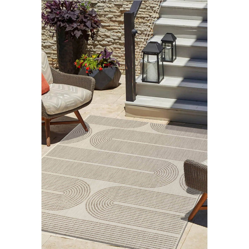 Dennia Striped Indoor / Outdoor Area Rug, Rectangle 120 x 170 cm