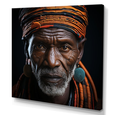 Portrait d'un chef tribal ébène I sur toile