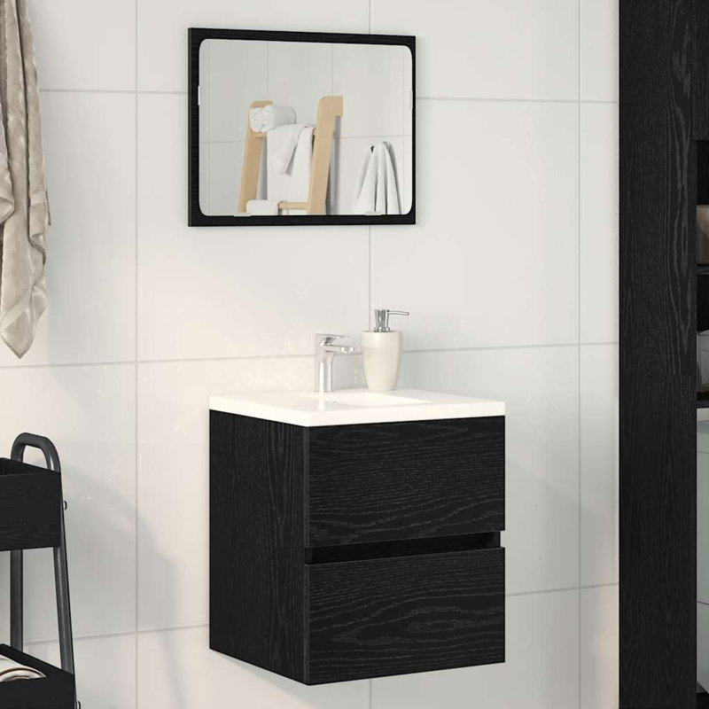 Cunigan Bathroom Cabinet, Black Oak