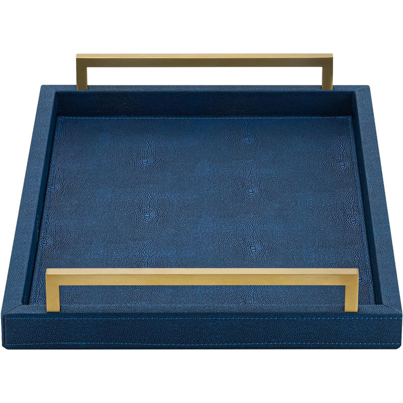 Navy Blue Shagreen Leather Tray
