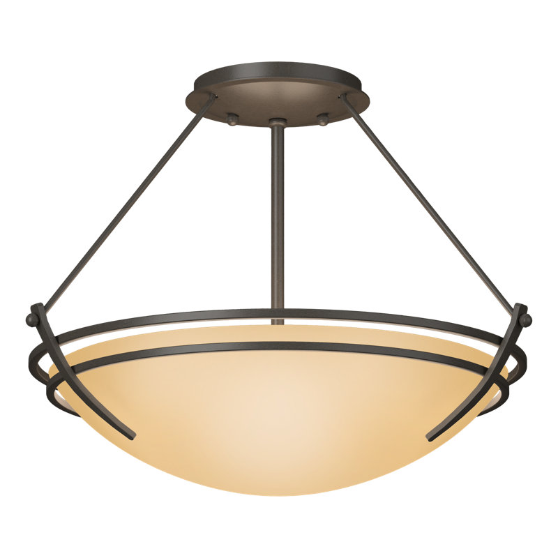 Tryne Semi Flush Mount, Dark Smoke, Sand, 12.5" H x 16.4" W x 16.4" D