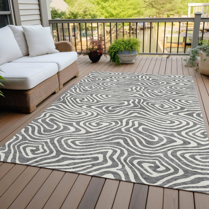 Tapis d'intérieur / extérieur gris Evalora , 10 pi x 14 pi