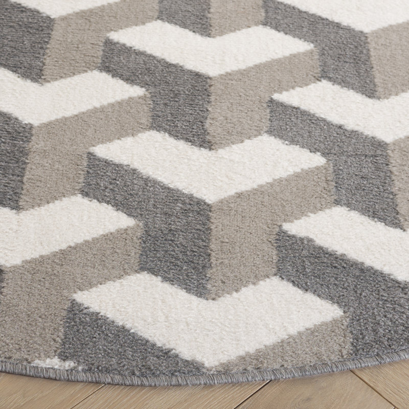 Hikeem Performance Geometric Rug, Round 6'7"