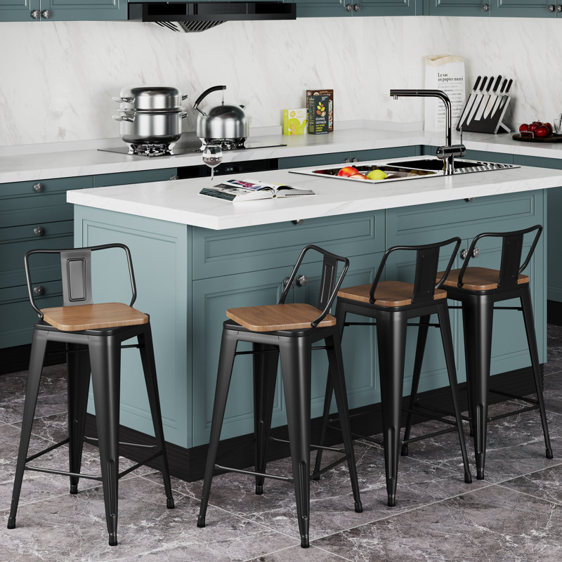 Tauber Swivel Counter Stool, Black, Counter Stool (26" Seat Height)